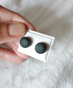 Pendientes mini botón NEGRO - acero